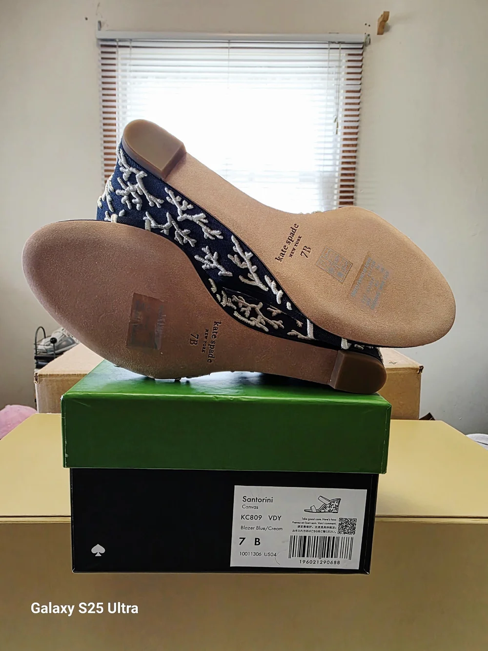 Kate Spade Santorini Wedges In Blazer Blue/Cream  Size 7B